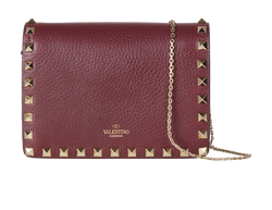 Rockstud Chain Crossbody, Leather, Burgundy, TV-P249VSH2, DB/B/E, 3*